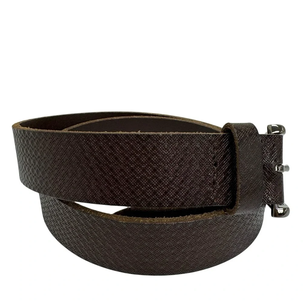 🌺 Lucky Brand Men's Size 32 Brown Textured Leather Belt Silver-Tone‎ Buckle NWT
